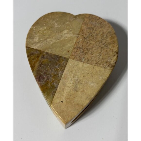 Handcrafted Heart Shaped Trinket Box Soapstone‎ Inlay Lattice - Picture 5 of 6